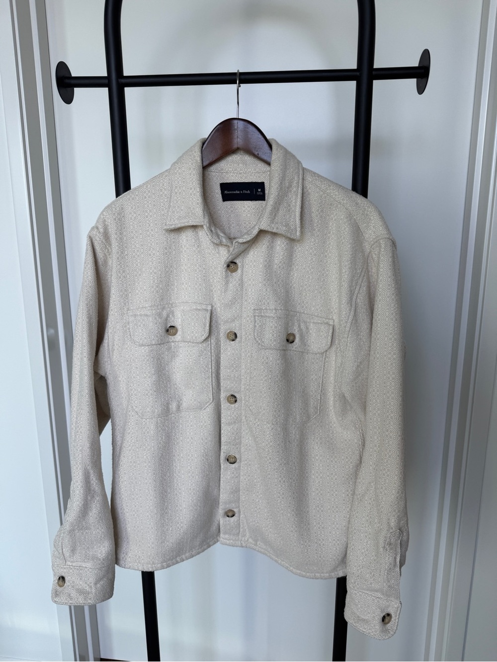 Abercrombie & Fitch Cream White Lightweight Shacket Jacket